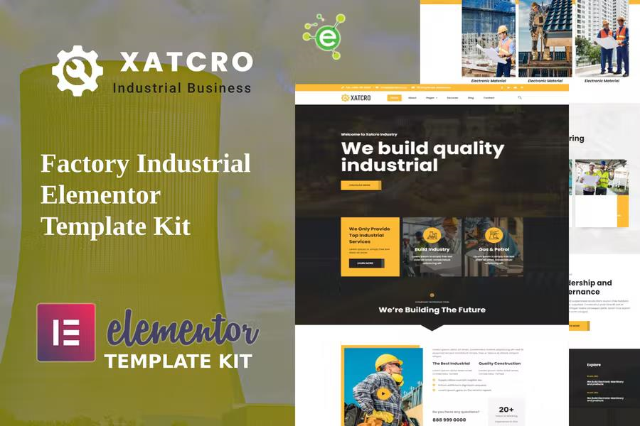 XATCRO – FACTORY INDUSTRIAL ELEMENTOR TEMPLATE KIT